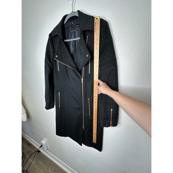 Gucci Black Wool Cashmere Sueded Gold Zip Long Line Trench Coat Jacket 44 - Picture 15 of 16